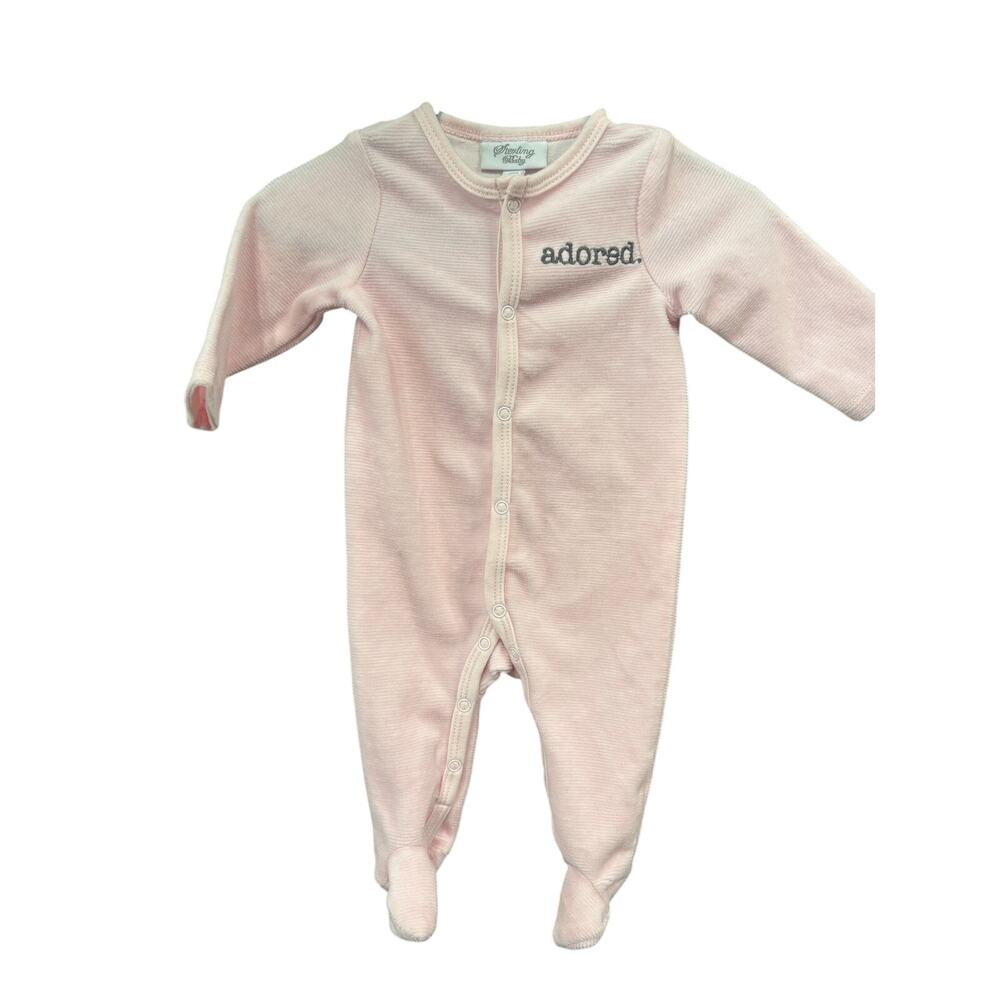 Ribbed Pink "Adored" Sleeper - Sterling Baby - 3mo
